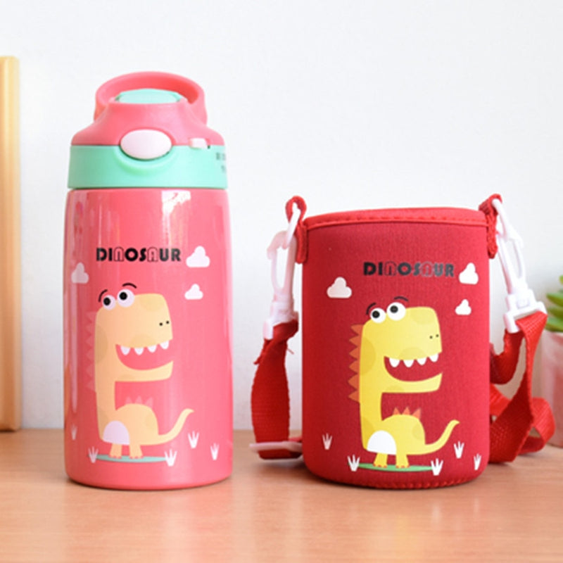 Hot Sales  Cute Children Powdered Milk Kettle Cartoon Stainless Steel 316 Straw Thermos Flasks Baby&