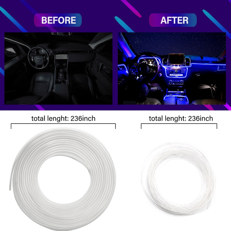 Luz ambiental para coche, aplicación de decoración Interior ambiental, Control de sonido, tiras Led de neón RGB inalámbricas, lámparas flexibles automáticas