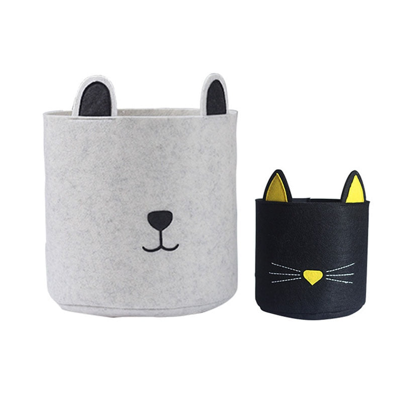 Felt Fabric Laundry Basket Toy Storage Baskets Bin For Kids Dog Toys Clothes Organizer Cute Animal Laundry bucket