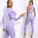 Fitness Frauen Yoga Set Nahtlose Sportbekleidung Workout Sport Leggings+Top+BH Gym Set Frau Gym Kleidung Shorts Sets 2021 HEISS
