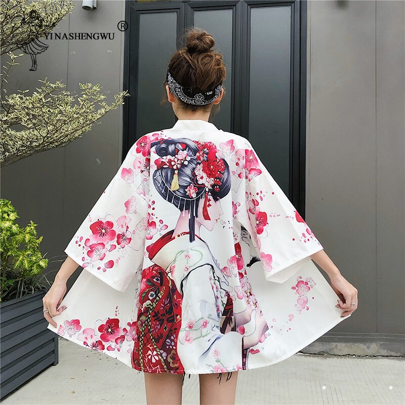 Kimonos Costume Woman Coat 14 Styles Girl Kawaii Print Crane Cosplay Yukata Harajuku Shirts Japan Women Haori Japanese Cardigan