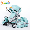 High Landscape Kinderwagen 3 in 1 mit Autositz Rosa Kinderwagen Luxus Reisekinderwagen Autositz und Kinderwagen Babytrage Kinderwagen