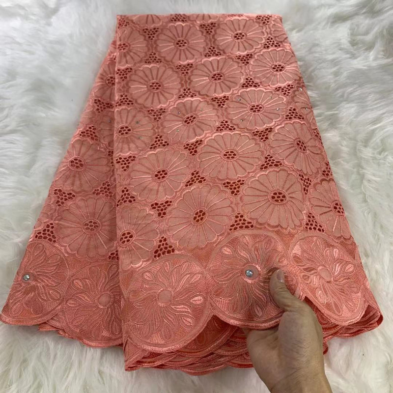 Hot Selling Swiss Voile In Switzerland African Dry Lace Fabric Cotton Embroidery African Swiss Lace Fabrics For Wedding 5Yards