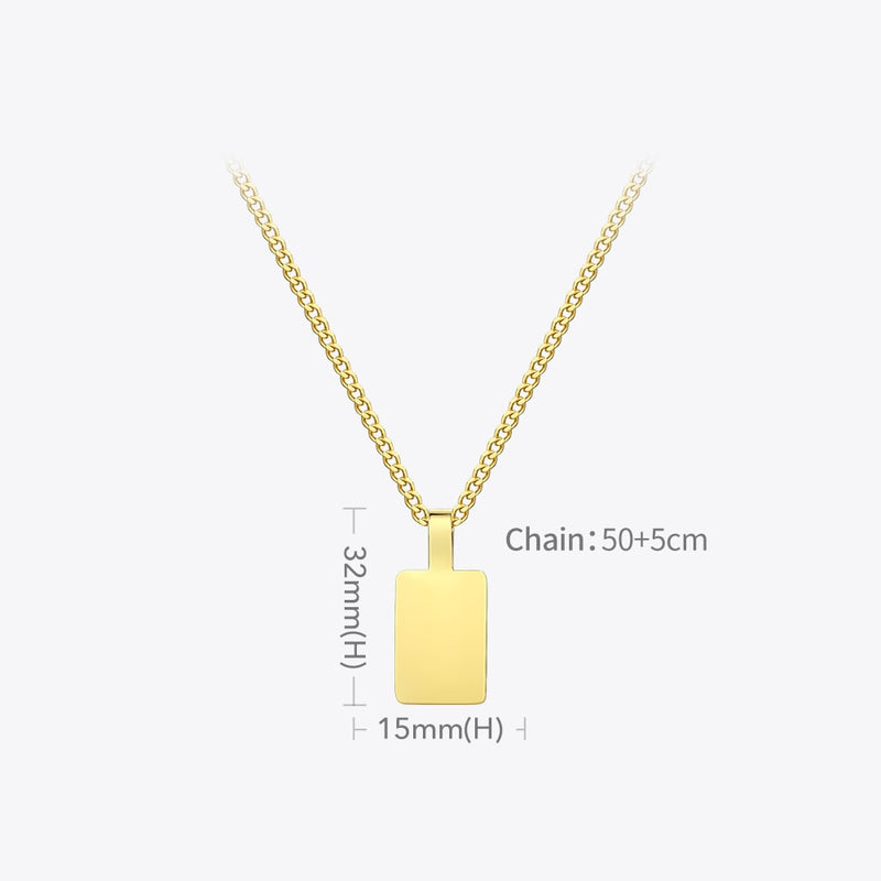 ENFASHION Personalized Engraved Name Necklace Stainless Steel Circle Square Pendant Necklaces For Couples Jewelry Custom PB3010