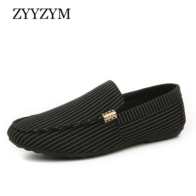 Men Loafers Shoes Spring Summer Men Casual Shoes Slip-On Stripe Light Canvas Youth Flat Shoes Breathable Male Fashion Footwear