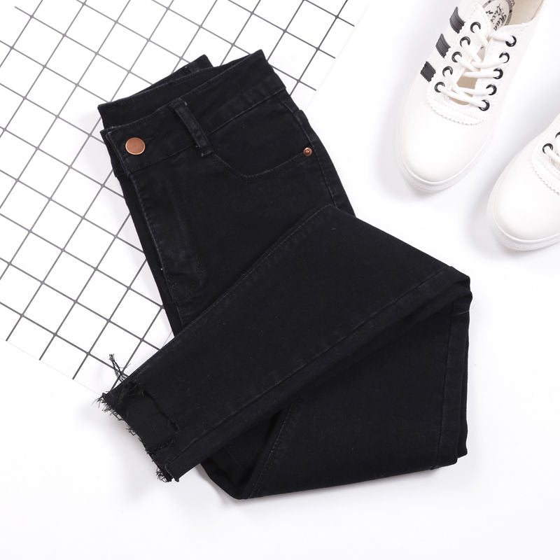 Women jeans Plus Size High Waist Stretch Washed Skinny Stretch Jeans Female Denim Pants New Pencil Pants Light Blue Gray Black