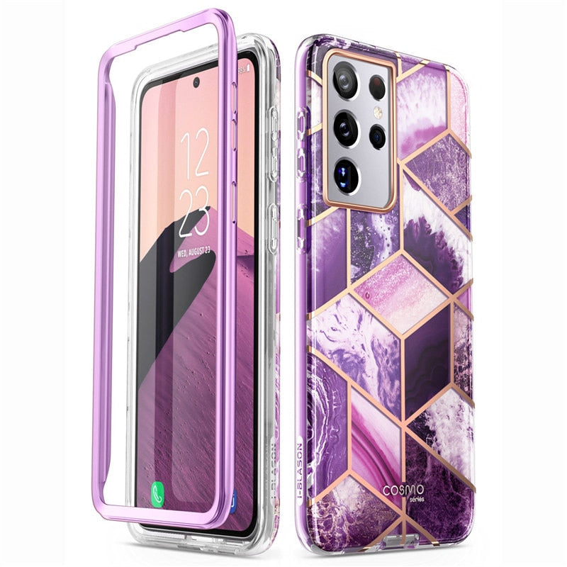 For Samsung Galaxy S21 Ultra Case 6.8&quot; (2021) I-BLASON Cosmo Full-Body Glitter Marble Cover WITHOUT Built-in Screen Protector