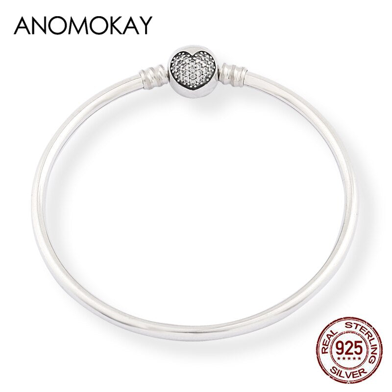 Anomokay New 100% 925 Sterling Silver Cute Little Lion Bangles Bracelets for Children Fashion Birthday Gift S925 Silver Jewelry