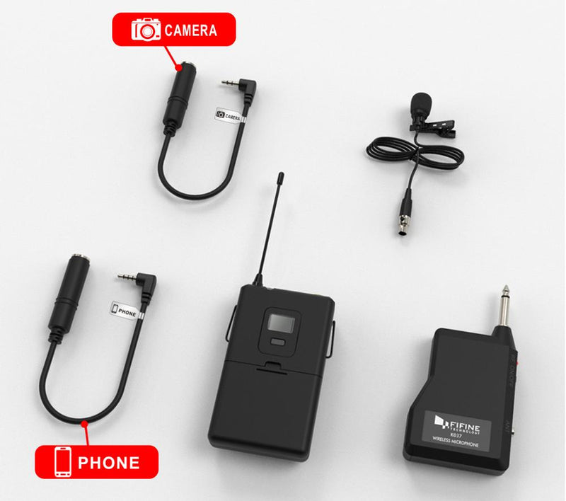 Fifine 20-Kanal-UHF-Wireless-Lavalier-Ansteckmikrofonsystem mit Taschensender, Mini-Ansteckmikrofon und tragbarem Empfänger