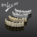 TOPGRILLZ 2021 New Baguette Set Teeth Grillz Full Iced Micro Pave Cubic Zirconia 14K White Gold Hip Hop Jewelry For Men Women
