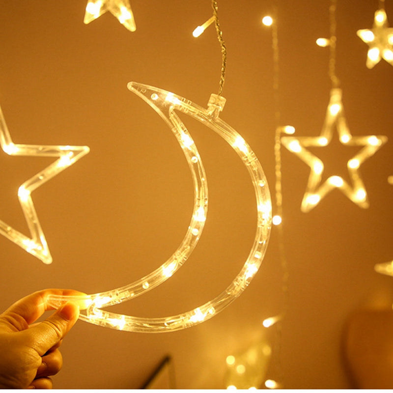 Eid Mubarak Star Moon Led Vorhang Garland String Lights Ramadan Dekoration Islam Muslim Party Decor Eid Al Adha Geschenke Eid Lights