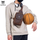 BULLCAPTAIN Herren Umhängetaschen Crazy Horse Leder Brusttasche Leder Umhängetaschen Retro Herren Reißverschlusstasche Kurze Reisetasche