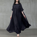Vintage Summer Long Dress ZANZEA Women O Neck Half Sleeve Sundress Casual Solid Party Pleated Vestidos Kaftan  7