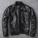 Envío gratis. Estilo de motor clásico, chaqueta de cuero genuino negro, abrigo de cuero casual de moda para hombres, abrigo de motociclista callejero, ventas al por mayor