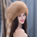Winter Real Fox Fur Hats For Women Winter Stylish Russian Thick Warm Beanie woman Hat Natural Fluffy Fur Caps With Tail