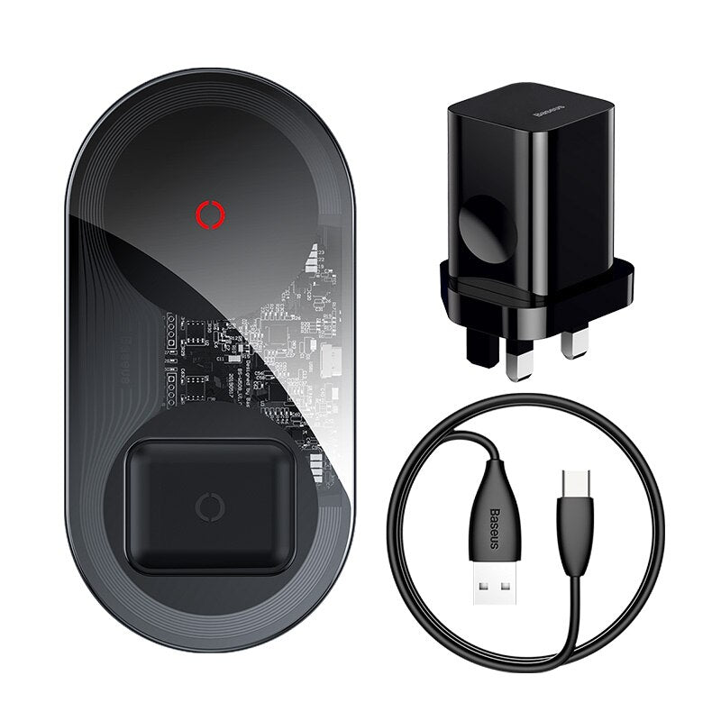 Baseus 24W Qi Kabelloses Ladegerät für Airpods für iPhone 11 mit USB-Kabel 12V CN/EU/UK Ladegerät Schnellladegerät für Telefone