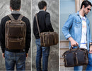 Herren-Laptop-Rucksack aus echtem Leder, 15 Zoll, PC, Crazy Horse, Leder, Business-Tasche, 3 Verwendungszwecke, Rindsleder, Umhängetaschen, 3-lagige Arbeitstasche