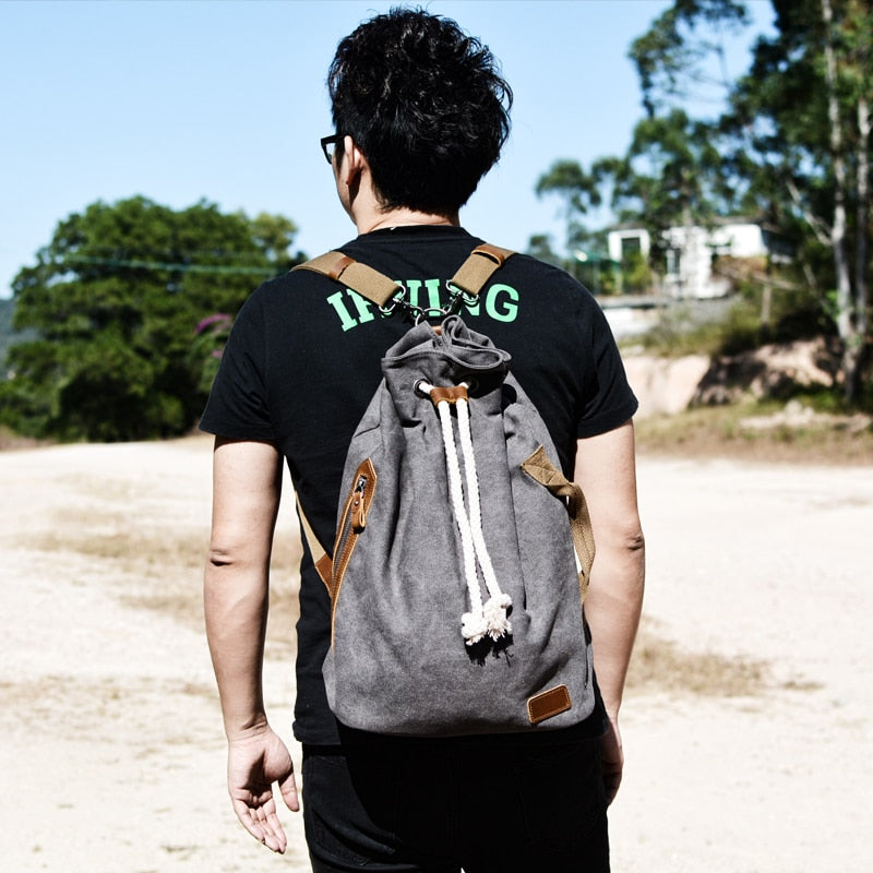 Mochila de lona americana, bolso de hombro, yuan tong bao, bolsas Vintage, bolsa de gimnasio deportiva, mochila de viaje, bolsa de cubo para hombres