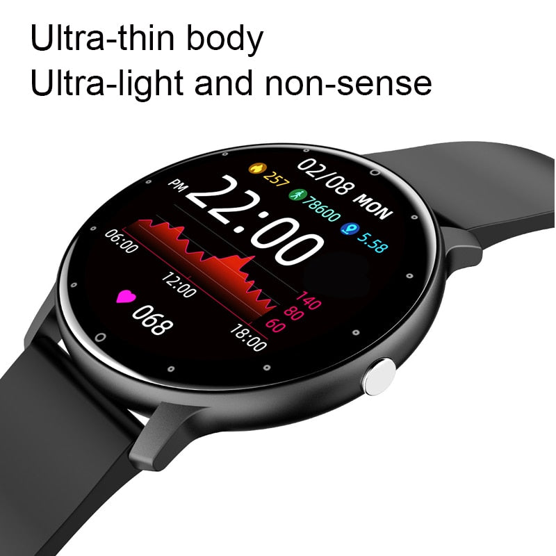 2021 Ultradünne Smart Watch Herren 1,3 Zoll Full Touch Sport Fitness Uhr IP67 Wasserdichte Bluetooth Anrufannahme Smartwatch für Frauen
