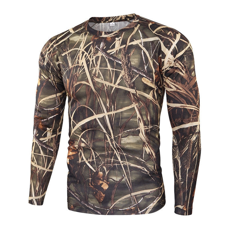 Mege marca ropa nuevo otoño primavera hombres manga larga camuflaje táctico camiseta masculina camisa militar de secado rápido
