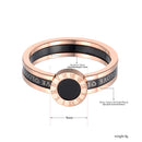 JeeMango Schwarz Acryl Liebe Römische Ziffern Trauringe Für Frauen Rose Gold Titan Edelstahl Ring Schmuck JR19060