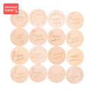 14 tarjetas de hito del mes de madera para fotografía de recién nacido, accesorios de fotografía conmemorativos mensuales hechos a mano, sello de recuerdo para bebé