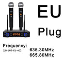 Lomeho 2 Handheld Mic UHF Frequencies Dynamic Capsule 2 Channels Wireless Microphone for Karaoke System LO-U02