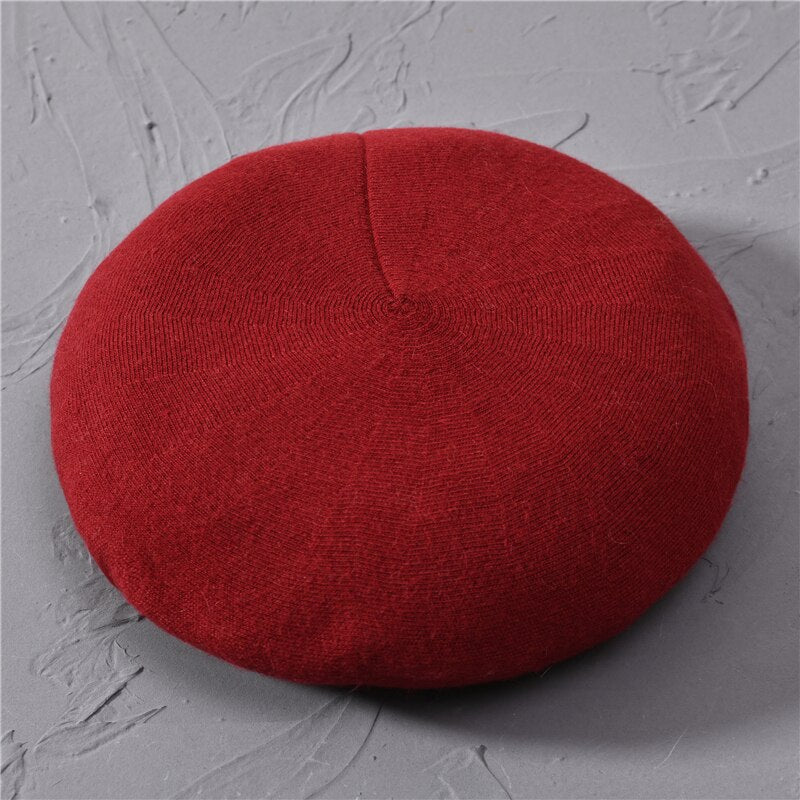 Women Beret Fashion Hat Winter Female Knitted Cotton Wool Hats Spring Brand Girls Wool Solid Color Beret