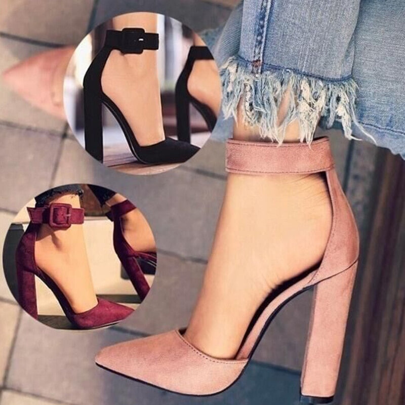 Fashion Ladies High Heels Female Zapatos Mujer Pointed Toe Pumps Women Shoes Woman Party Ankle Strap Pumps 2022 Summer Sandals