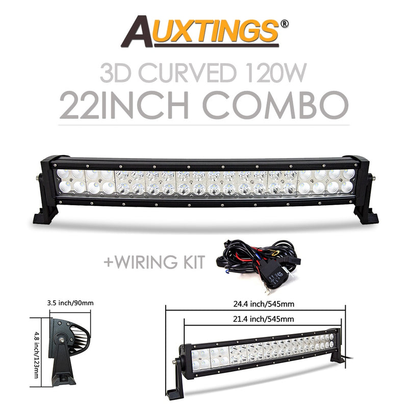 Auxtings 22 32 42 50 52 '' Zoll gebogene LED-Lichtleiste COMBO LED-Arbeitslicht 3D 7D-Leiste, die Offroad-Auto-LKW 4x4 SUV ATV 12V 24V fährt