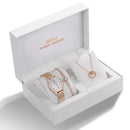 IBSO, conjunto de reloj de cuarzo para mujer, pulsera de diseño de cristal, collar, conjuntos de reloj, joyería femenina, reloj de lujo de plata a la moda, regalo para mujer