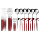 JANKNG 30-teiliges Schwarz-Gold-Geschirr-Set, Edelstahl-Besteck-Set, Kuchengabel, Löffel, Messer, Besteck, Geschirr-Set, Besteck-Set