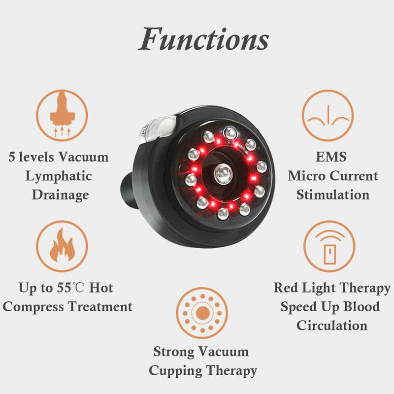 Electric Cupping Body Massager Vacuum Suction EMS Heating Scraping Slimming Therapy Device Lymphatic Drainage Detoxification