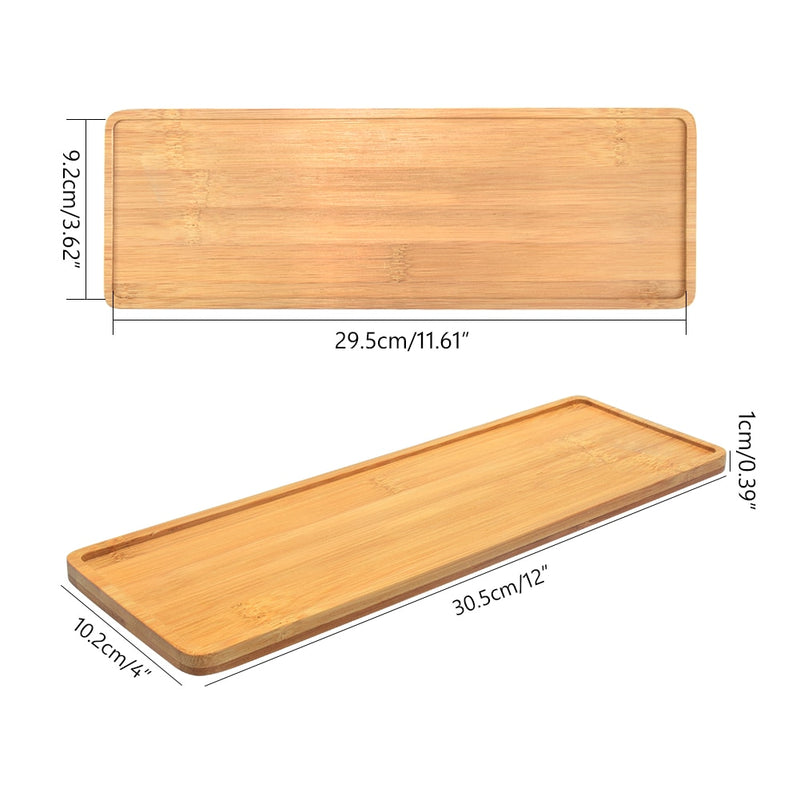 Bandeja de bambú de madera para plantas y flores, platillo con forma rectangular, soporte para Cactus suculento, bandeja para macetas, diseño elegante y sencillo, decoración del hogar, 1 ud.