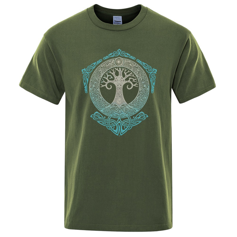 Yggdrasil T-Shirt Weltbaum Männer Tops Modemuster T-Shirt 2022 Sommer Marke T-Shirt Odin Aesir Nordische Mythologie Herren T-Shirt