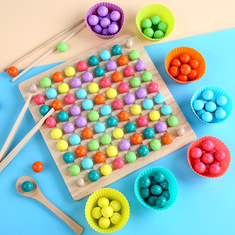 Wooden Beads Game Montessori Educational Early Learn Childrens Clip Beads Puzzle Preschool Toddler Toys Kids For Children Gifts