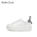 Smile Circle White Sneakers Women Flat Platform Shoes Round toe Casual Thick bottom Shoes Ladies low-top Chunky Sneakers