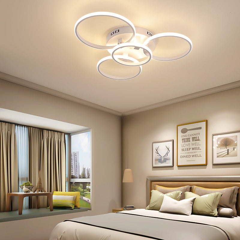 NEO Gleam, lámpara de luces de techo led moderna, nueva aplicación RC regulable, anillos circulares, diseñador para sala de estar, dormitorio, accesorios de lámpara de techo