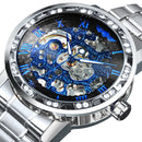 Winner Transparent Diamond Mechanical Watch Skeleton Armbanduhr für Herren Top-Marke Luxusuhren Unisex-Größe Uhr reloj hombre