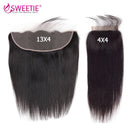 Sweetie Straight Hair Bundles mit frontalen brasilianischen natürlichen Echthaar-Webart-Bundles mit Verschluss 9A Remy-Haarverlängerung