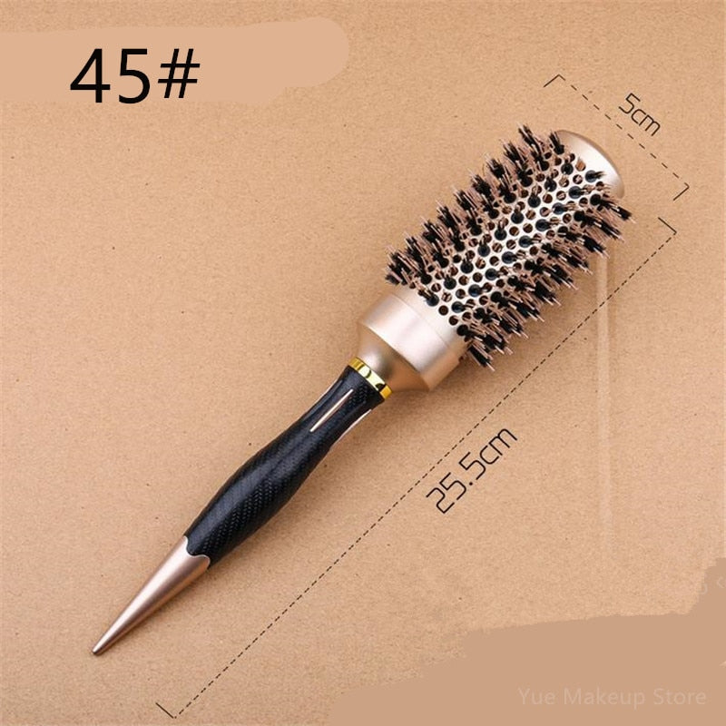 Professional 4 Sizes Round Hair Comb Curling Hair Brushes Comb Ceramic Iron Barrel Comb Hairdressing Styling Tools Wholesale 30#