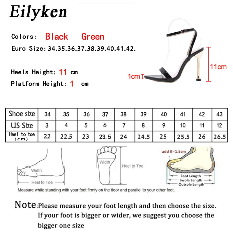 Eilyken 2023 New Ankle Buckle Strap Green High Heels Sandals Women&