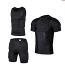 Herren Sport Knieschützer Ellbogen Stoßschutz Kompression Gepolsterte Shorts Shirt Weste Set Fußball Basketball Schutzausrüstung Brust Rippenschutz