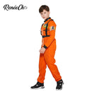 Reneecho Kinder Space Astronaut Kostüm Jungen Orange Astronaut Cosplay Splitter Spaceman Kostüm für Halloween