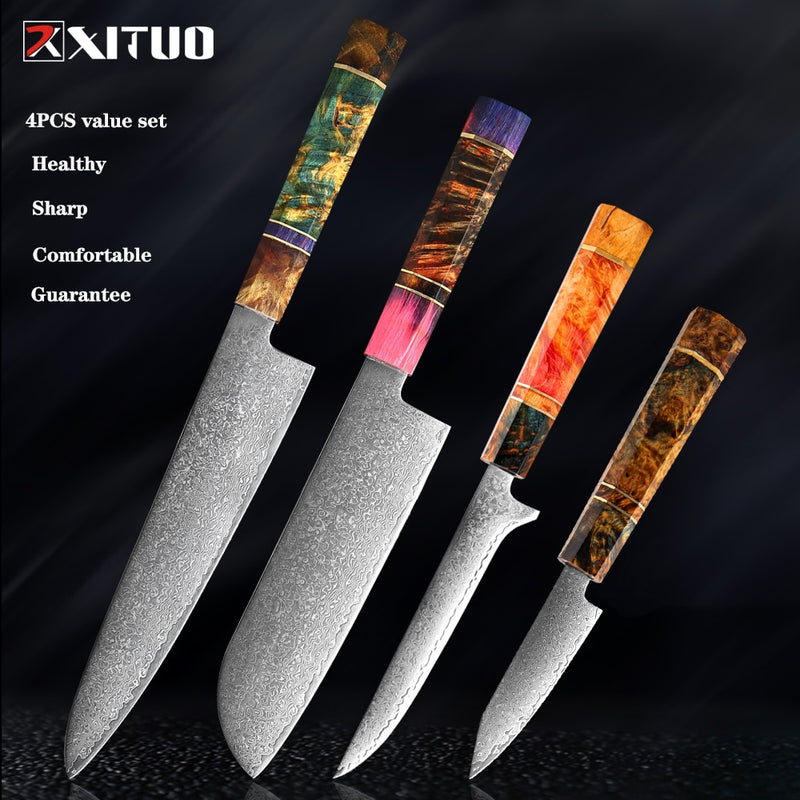 XITUO Chef's Nakiri cuchillo 67 capas japonés Damasco acero Damasco Chef cuchillo 8 pulgadas Damasco cuchillo de cocina madera solidificada HD