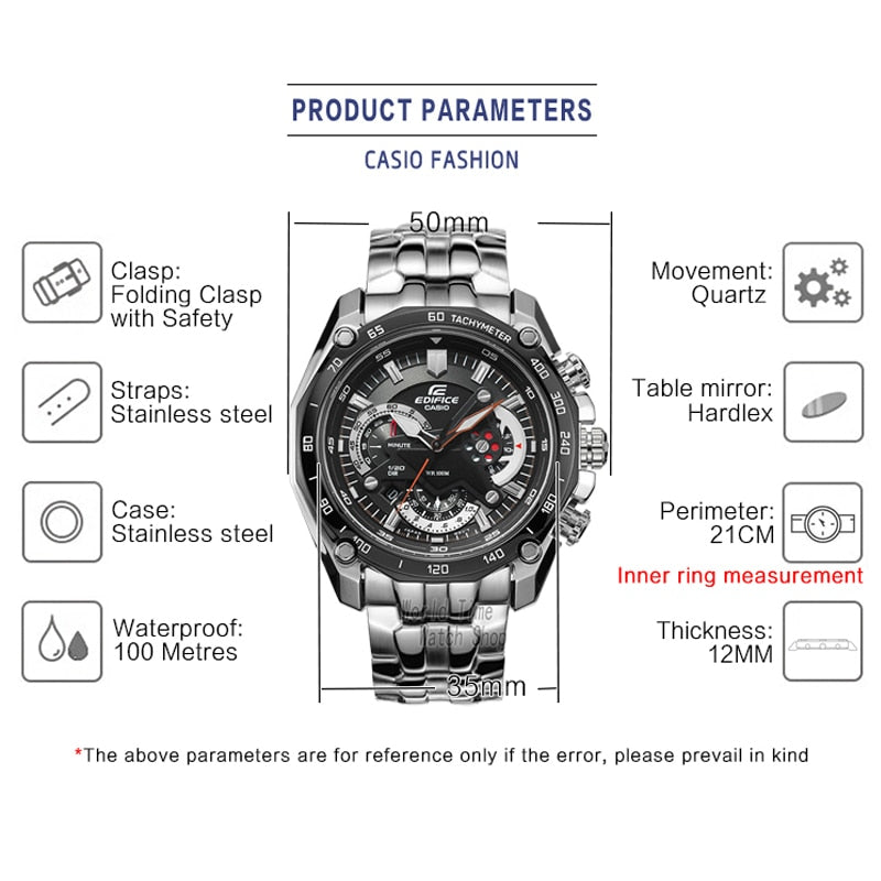 Reloj Casio Edifice, reloj para hombre, marca de lujo, cuarzo, cronógrafo resistente al agua, reloj para hombre, reloj deportivo de carreras, reloj militar, reloj masculino