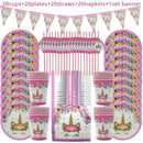 Unicorn Party Supplies Einweggeschirr-Set Kindergeburtstagsfeier Dekoration Unicornio Decor Plates Cup Banner Baby Shower