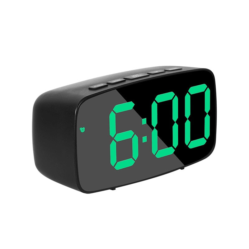 LED Mirror Screen Alarm Clock Creative Digital Clock Voice Control Snooze Time Date Temperature Display Rectangle/Round Style