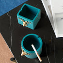 Winddichter Aschenbecher mit Hirschkopf-Muster, runder, quadratischer Aschenbecher aus Kunstharz für das Home-Office-Hotel im Freien, Geschenk, rauchfreier Aschenbecherhalter