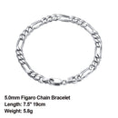 Effie Queen Italien Echt 925 Silber Diamantschliff Figaro Kette Halskette 5mm breit 40-60cm lang Frau Mann Halskette Schmuck Geschenk SC34